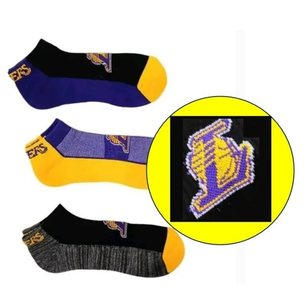 NEW 3 Pairs NBA Los Angeles LAKERS Socks Men's Size 6-12 Low Cut Official Sporty